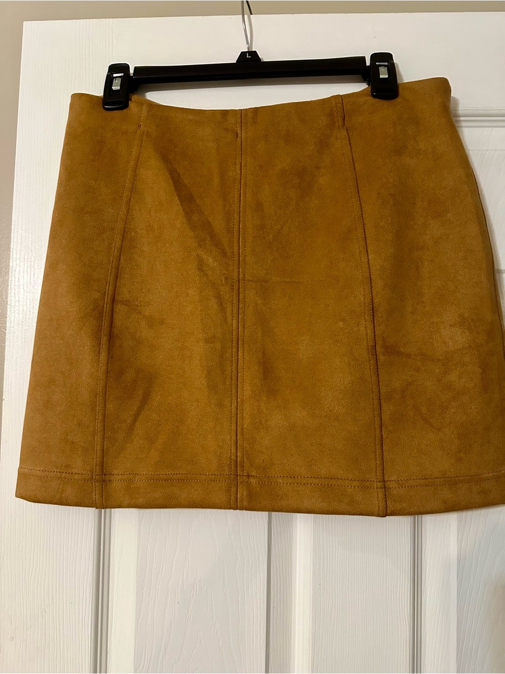 Shinestar Mini Skirt in Camel Suede-Look